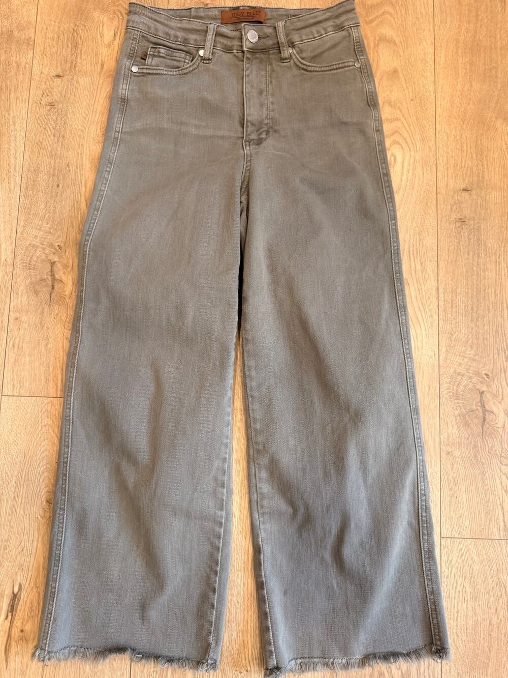 Judy Blue Wide Leg Jeans Women 3/26 Green Brown Denim Casual